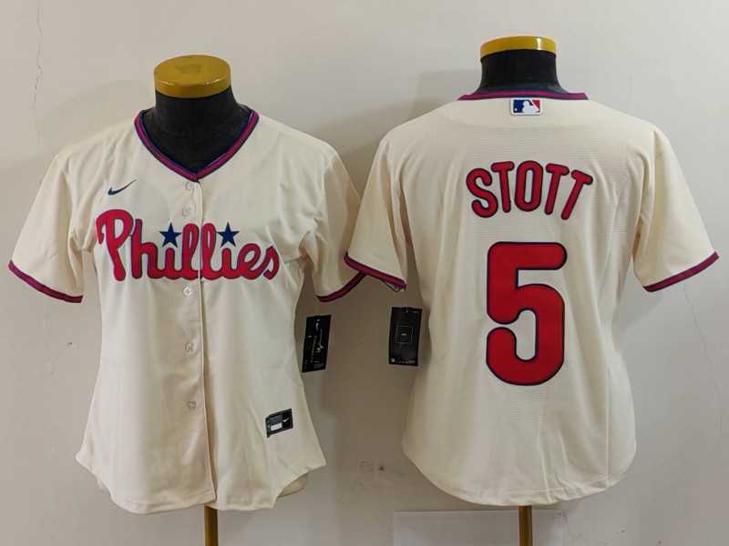 Women%27s Philadelphia Phillies #5 Bryson Stott Cream Cool Base Jersey